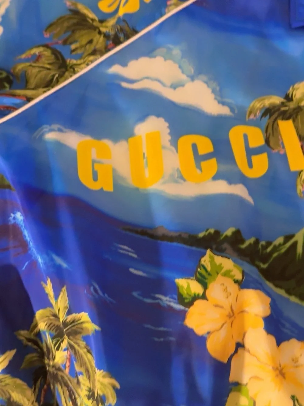 NWT 2022 Gucci Logo Souvenir Los Angeles Print Nylon Jacket, XL/48